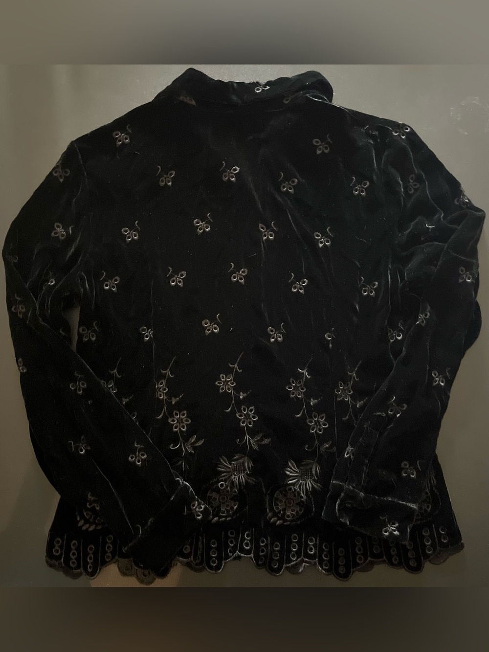 ECI New York Black (Velvet Feel) Embroidered Button-Down Shirt - Picture 3 of 3